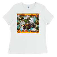 White monster truck dinosaur t rex tumbler Ladies Tee - Artiststas
