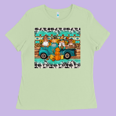 Western Fall Truck Gnomes Tumbler Ladies Tee Designed By Artiststas