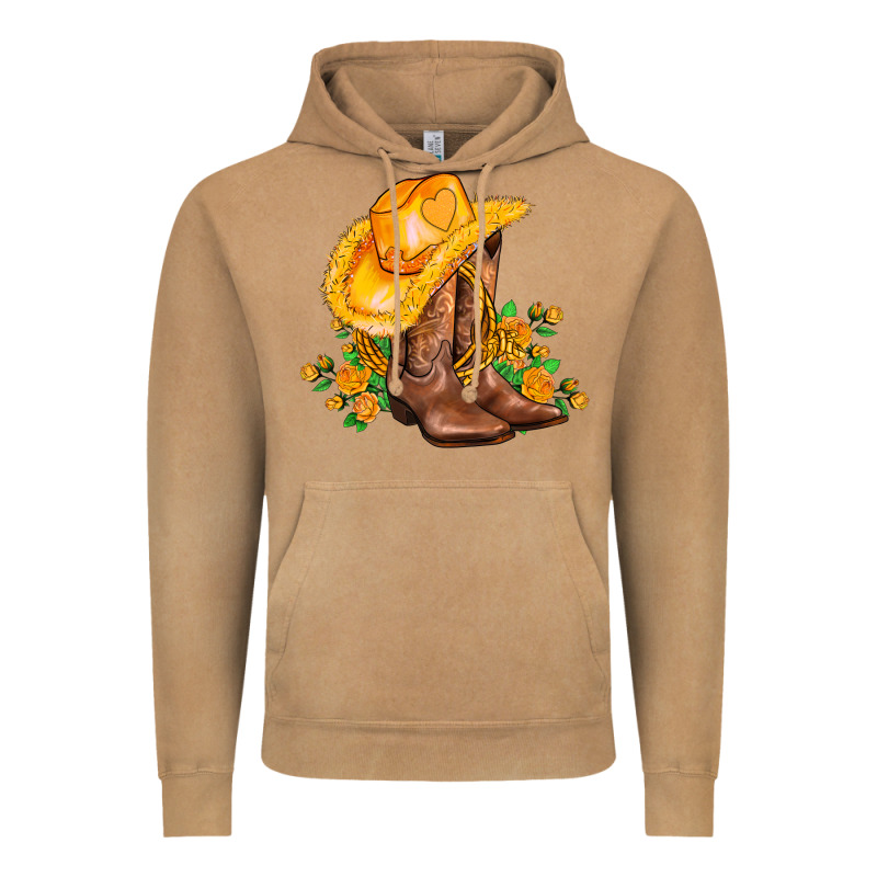 Yellow  Cowgirl And Roses Vintage Hoodie by AdoDesignShop | Teevron