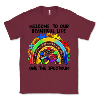 Burgundy Autism rainbow Classic Tee - FaDigitalArtStudio