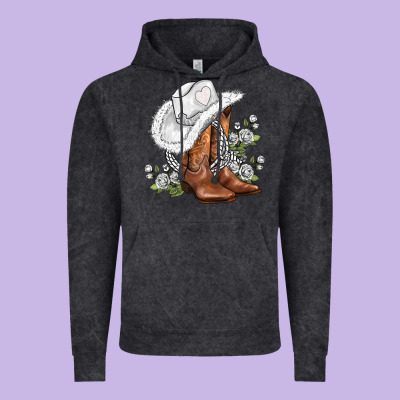 White  Cowgirl  And Roses Vintage Hoodie Designed By Adodesignshop