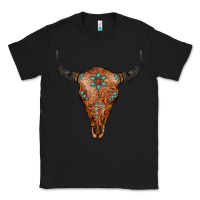 Black Western Tooled Leather Bull Skull Classic Tee - Jasminsmagicworld