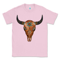 Bubblegum Pink Western Tooled Leather Bull Skull Classic Tee - Jasminsmagicworld