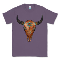 Lavender Western Tooled Leather Bull Skull Classic Tee - Jasminsmagicworld