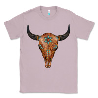Lilac Western Tooled Leather Bull Skull Classic Tee - Jasminsmagicworld
