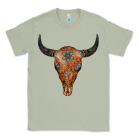 Matcha Western Tooled Leather Bull Skull Classic Tee - Jasminsmagicworld