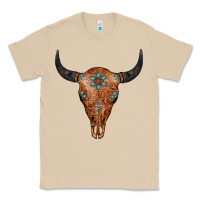 Mushroom Western Tooled Leather Bull Skull Classic Tee - Jasminsmagicworld