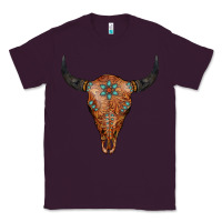 Plum Western Tooled Leather Bull Skull Classic Tee - Jasminsmagicworld