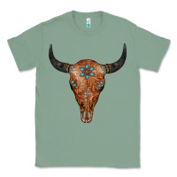 Sage Western Tooled Leather Bull Skull Classic Tee - Jasminsmagicworld