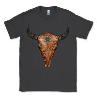 Smoke Western Tooled Leather Bull Skull Classic Tee - Jasminsmagicworld