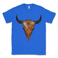 True Royal Western Tooled Leather Bull Skull Classic Tee - Jasminsmagicworld