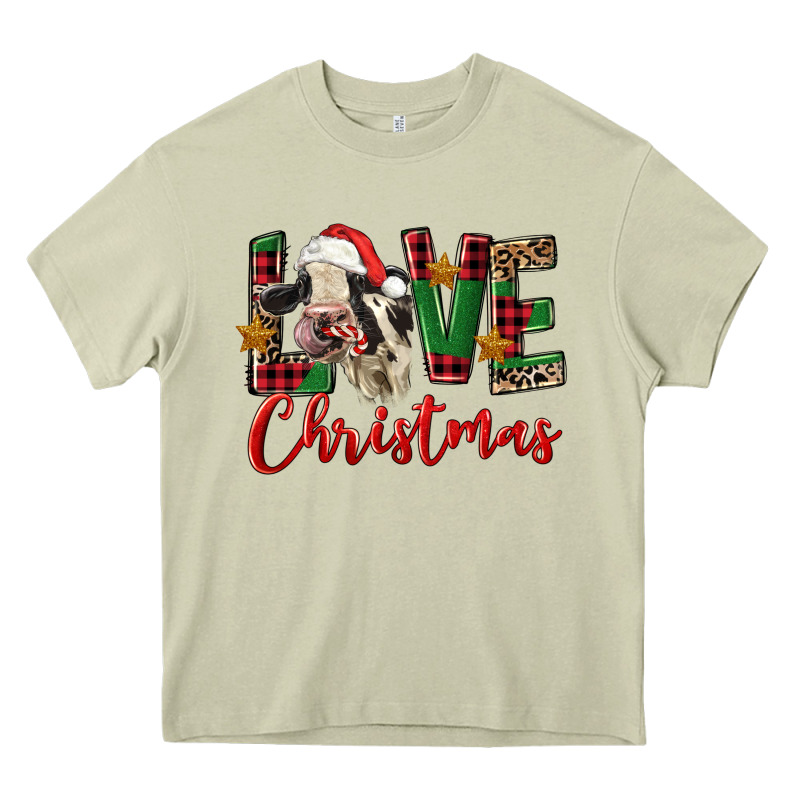 Love Christmas Holstein Heifer Heavy Core Tee by FaDigitalArtStudio | Teevron