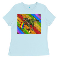 Baby Blue lgbtq dinosaur t rex tumbler Ladies Tee - Artiststas