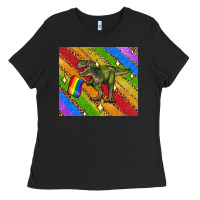 Black lgbtq dinosaur t rex tumbler Ladies Tee - Artiststas