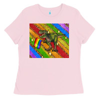 Bubblegum Pink lgbtq dinosaur t rex tumbler Ladies Tee - Artiststas