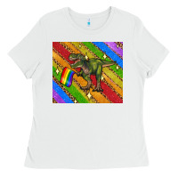 White lgbtq dinosaur t rex tumbler Ladies Tee - Artiststas