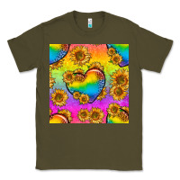 Army Green Pride lgbtq leopard hearts and sunflowers seamless Classic Tee - BundleAndBundleShop