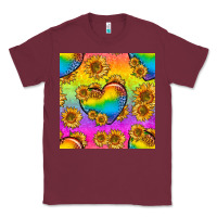 Burgundy Pride lgbtq leopard hearts and sunflowers seamless Classic Tee - BundleAndBundleShop