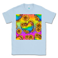 Dusty Blue Pride lgbtq leopard hearts and sunflowers seamless Classic Tee - BundleAndBundleShop