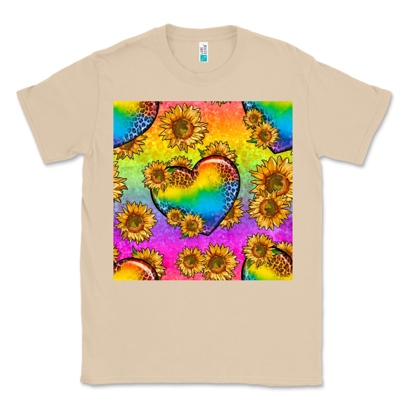 Pride Lgbtq Leopard Hearts And Sunflowers Seamless Classic Tee by BundleAndBundleShop | Teevron