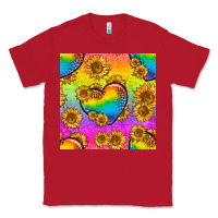 Red Pride lgbtq leopard hearts and sunflowers seamless Classic Tee - BundleAndBundleShop
