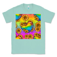 Seafoam Pride lgbtq leopard hearts and sunflowers seamless Classic Tee - BundleAndBundleShop