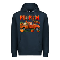 Navy pumpkin farm truck Premium Hoodie - AdoDesignShop