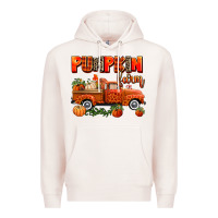 Pale Pink pumpkin farm truck Premium Hoodie - AdoDesignShop