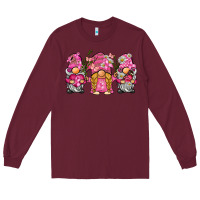 Burgundy breast cancer gnome Long Sleeve Tee - BarkalooDesign
