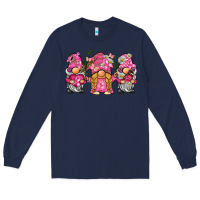 Navy breast cancer gnome Long Sleeve Tee - BarkalooDesign