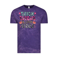 Cloud Purple Thick Thighs And Love Vibes Vintage Tee - CowhideDigitalArt