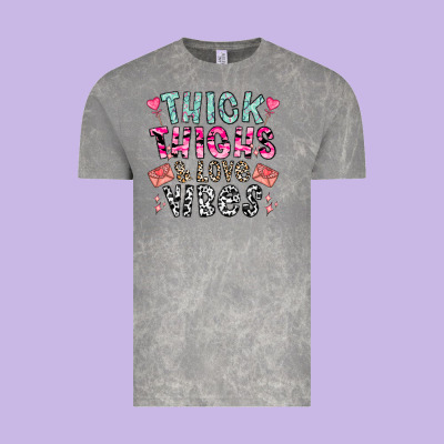 Thick Thighs And Love Vibes Vintage Tee Designed By Cowhidedigitalart