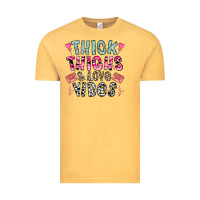 Vintage Mustard Thick Thighs And Love Vibes Vintage Tee - CowhideDigitalArt