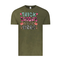 Vintage Olive Thick Thighs And Love Vibes Vintage Tee - CowhideDigitalArt