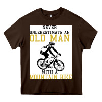 Chocolate Brown Never Underestimate An Old Man With A Mountain Bike Heavy Core Tee - Bettercallsaul