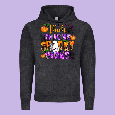 Thick Thighs Spooky Vibes Vintage Hoodie Designed By Adodesignshop
