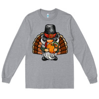 Heather Grey thanksgiving turkey gnome Long Sleeve Tee - BarkalooDesign