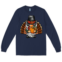 Navy thanksgiving turkey gnome Long Sleeve Tee - BarkalooDesign