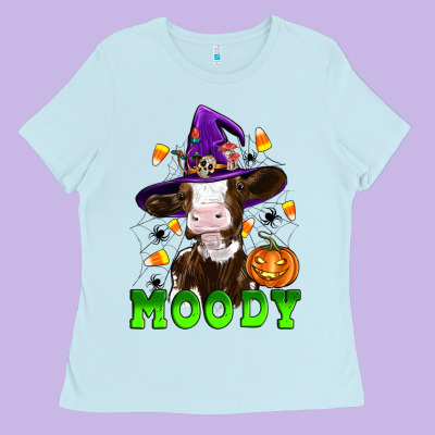 Moody Cow Ladies Tee Designed By Artiststas