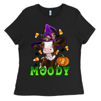 Black moody cow Ladies Tee - Artiststas