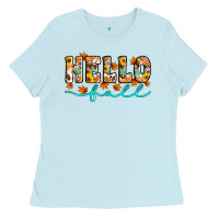Baby Blue hello fall Ladies Tee - Artiststas