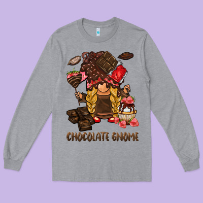 Chocolate Gnome Long Sleeve Tee Designed By Barkaloodesign