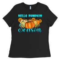 Black hello pumpkin season Ladies Tee - Artiststas