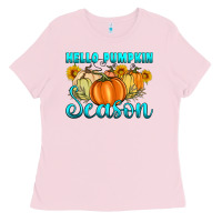 Bubblegum Pink hello pumpkin season Ladies Tee - Artiststas
