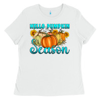 White hello pumpkin season Ladies Tee - Artiststas