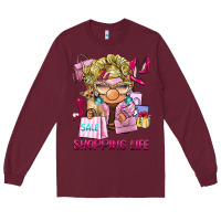 Burgundy shopping life  gnome Long Sleeve Tee - BarkalooDesign