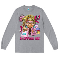 Heather Grey shopping life  gnome Long Sleeve Tee - BarkalooDesign
