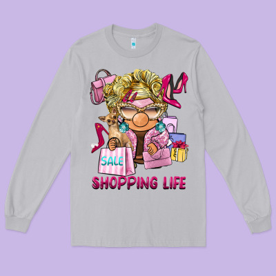 Shopping Life  Gnome Long Sleeve Tee Designed By Barkaloodesign