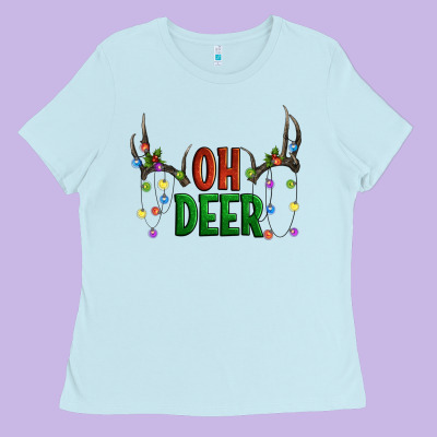 Oh Deer Christmas Ladies Tee Designed By Artiststas