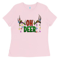 Bubblegum Pink Oh deer christmas Ladies Tee - Artiststas